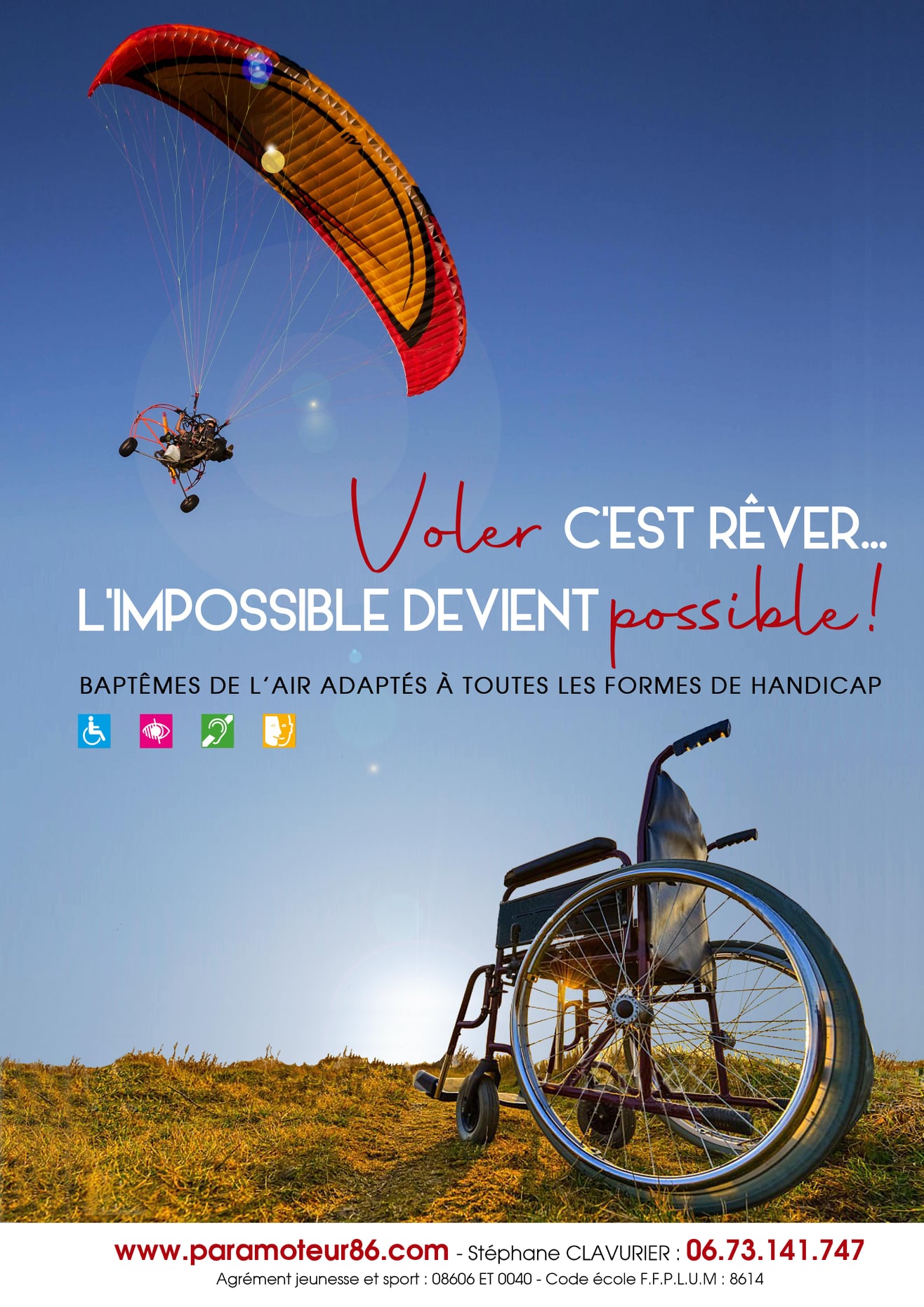 Baptême de l'air adapté aux personnes à mobilité réduite